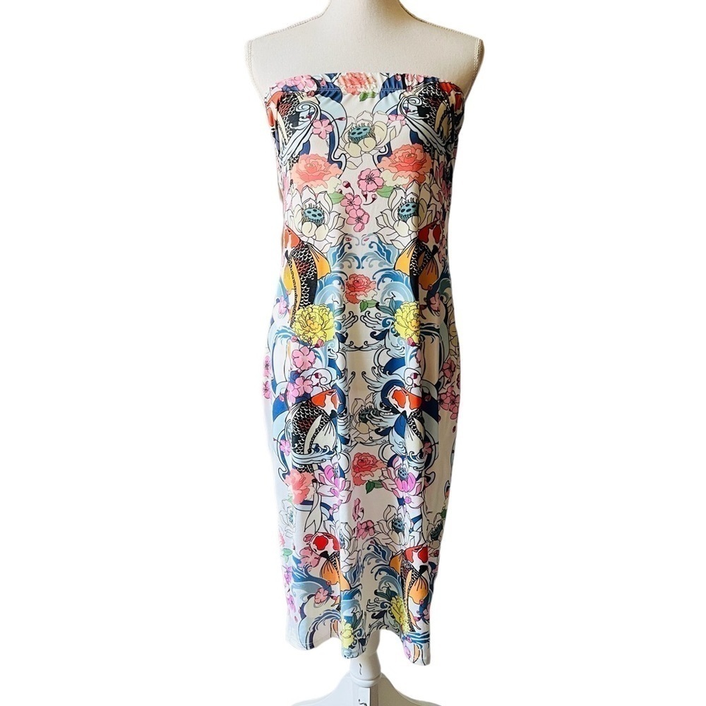 MIROH WOMENS CASUAL COLORFUL STRAPLESS BEACH DRESS/COVER UP